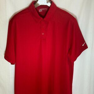 Nike Golf Men's Dri-Fit Short Sleeves w/ Collar 1/4 Button Polo Shirt -Red - 2XL
